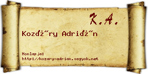 Kozáry Adrián névjegykártya